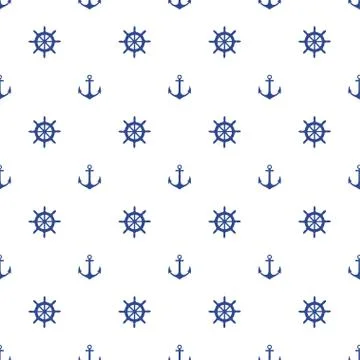 Seamless pattern with cute sea elements . Vector illustration. Stock Illustration
