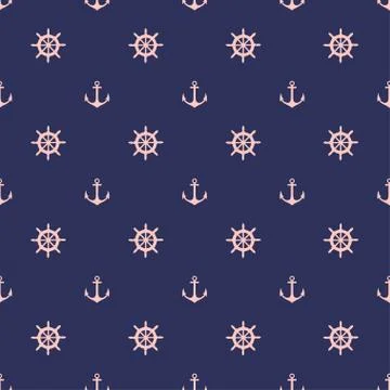 Seamless pattern with cute sea elements . Vector illustration. Stock Illustration