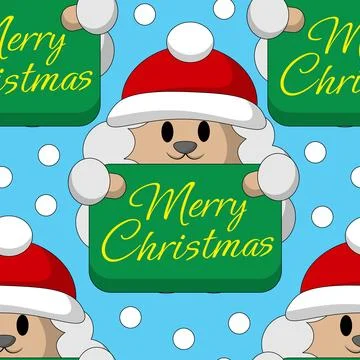 Seamless pattern with Cute Sheep with Christmas congratulation Stock-Illustration