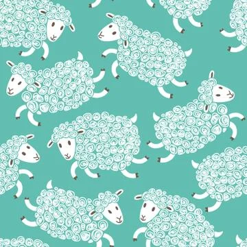 Seamless pattern with cute sheep. Stock Illustration