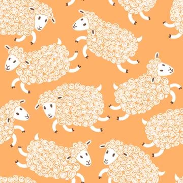 Seamless pattern with cute sheep. Stock Illustration