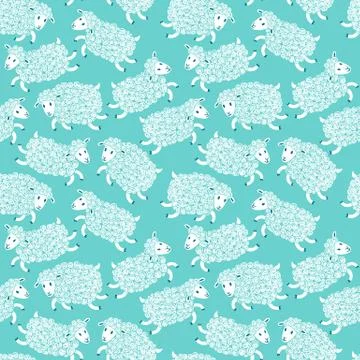 Seamless pattern with cute sheep. Stock Illustration