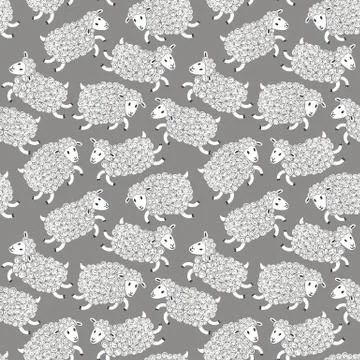 Seamless pattern with cute sheep. Stock Illustration