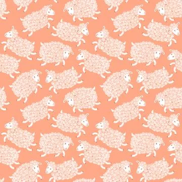 Seamless pattern with cute sheep. Stock Illustration