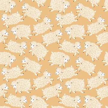 Seamless pattern with cute sheep. Stock Illustration