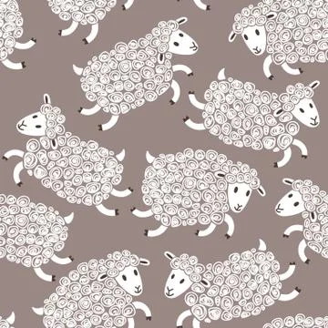Seamless pattern with cute sheep. Stock Illustration
