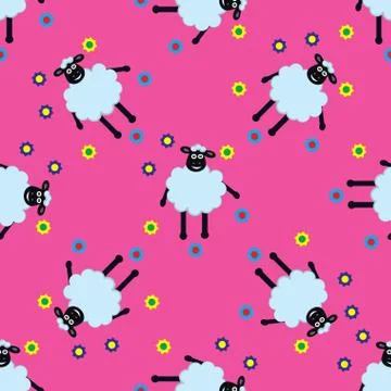 Seamless pattern with cute sheep Stock Illustration