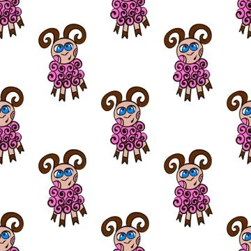 Seamless pattern with cute sheep Stock Illustration