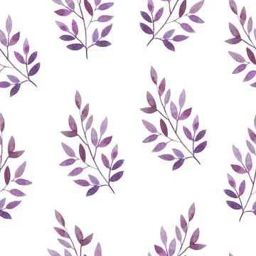 Seamless pattern with cute simple detailed branches with leaves. Illustrazione stock