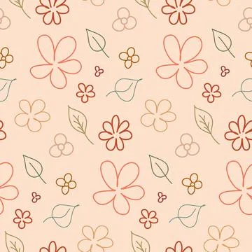 Seamless pattern cute simple flower stroke background wallpaper wrapping text Stock Illustration