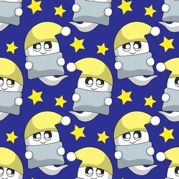 Seamless pattern with Cute sleep Ghost 스톡 일러스트