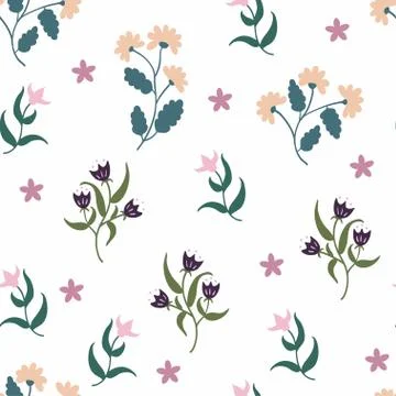 Seamless pattern with cute small flowers. Vector floral background. Stock Illustration