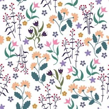 Seamless pattern with cute small flowers. Vector floral background. Illustrazione stock