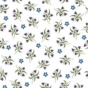 Seamless pattern with cute small flowers. Vector floral background. Stock Illustration