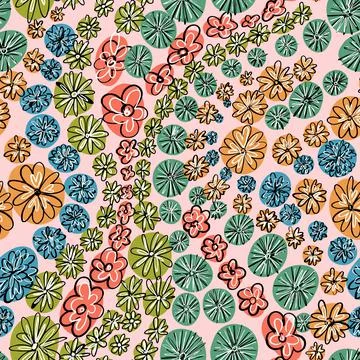 Seamless pattern. Cute small flowers in retro style. Stock Illustration