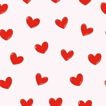 Seamless pattern with cute small red glossy hearts. Vector illustrations. Stock Illustration