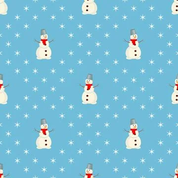 Seamless pattern cute snowman Stock Illustration