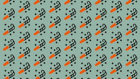 Seamless Pattern of Cute Snowman Noses and Festive Party Horns. Stock Footage 325389768