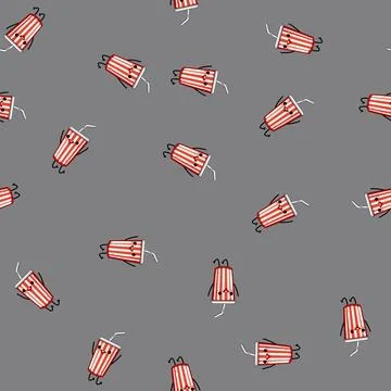 Seamless pattern cute soda cup character cartoon vector Stock Illustration
