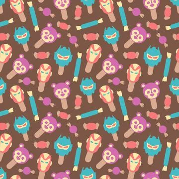 Seamless pattern of cute style ice cream vector illustration. 스톡 일러스트
