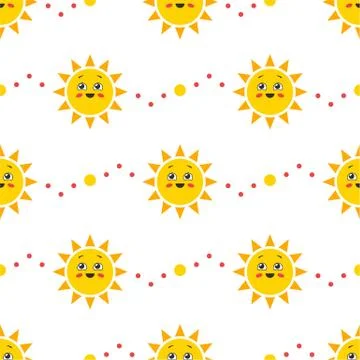 Seamless pattern with cute sun character. Vector illustration 스톡 일러스트