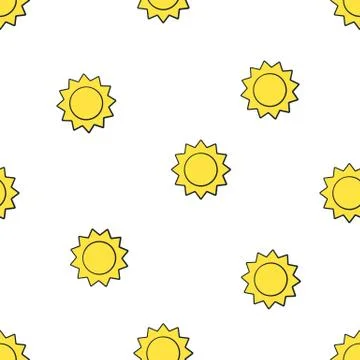 Seamless pattern with cute suns with triangular rays Stock Illustration