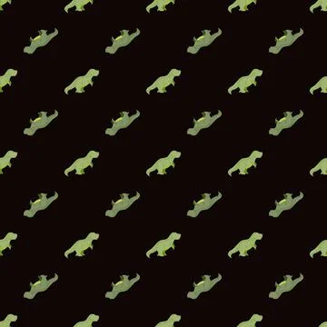 Seamless pattern cute T-Rex dino. Background of funny dinosaurs in doodle sty Stock Illustration