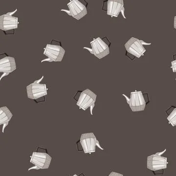 Seamless pattern cute teapot tea kettle cartoon vector Stock Illustration