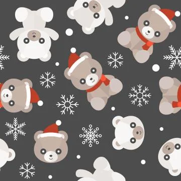 Seamless pattern cute teddy bear for use as wallpaper or Christmas wrapping p Stock Illustration