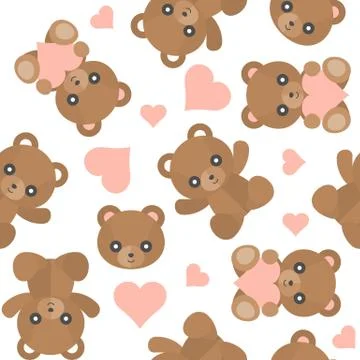 Seamless pattern cute teddy bear for use as wallpaper or Christmas wrapping p Stock Illustration