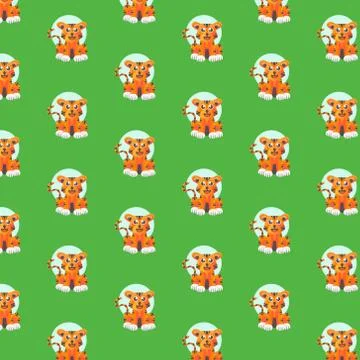 Seamless pattern cute tiger for print paper and retail industry Stockillustratie