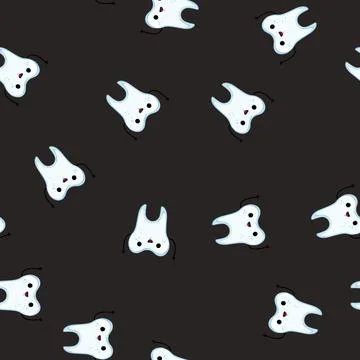 Seamless pattern cute tooth character cartoon vector Stock Illustration