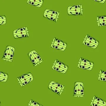 Seamless pattern cute trash bin character cartoon vector イラスト素材