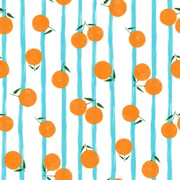 Seamless pattern with cute tropical fruit orange. Cute summer background fo.. Foto stock