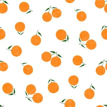 Seamless pattern with cute tropical fruit orange. Cute summer background for  Stock Photos