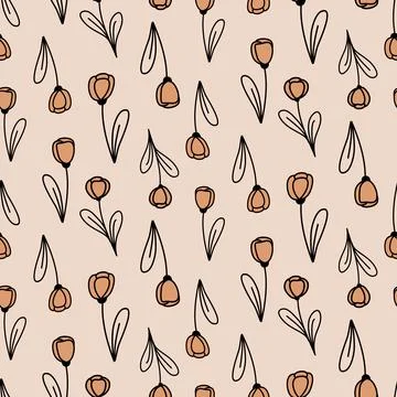 Seamless pattern cute tulip flower on pink background Stock Illustration