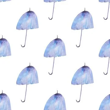 Seamless pattern with cute umbrellas. illustration. Stock Illustration