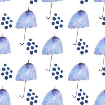 Seamless pattern with cute umbrellas. illustration. Illustrazione stock