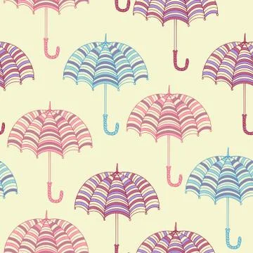 Seamless pattern with cute umbrellas. Vector illustration Illustrazione stock