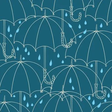 Seamless pattern with cute umbrellas. Vector illustration Illustrazione stock
