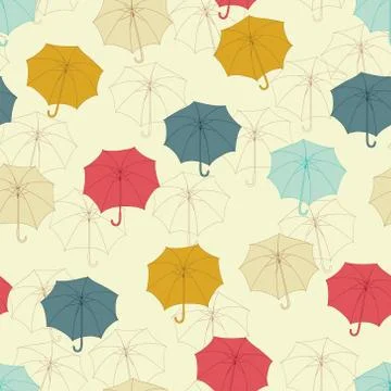 Seamless pattern with cute umbrellas. Vector illustration Illustrazione stock
