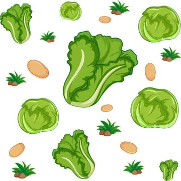 Seamless pattern with cute vegetable on white background Stock Illustration