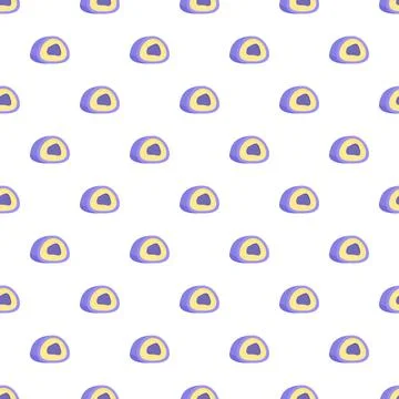 Seamless pattern with cute violet mochi desserts Stock Illustration