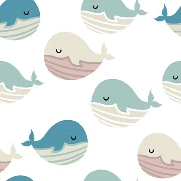 Seamless pattern with cute whales Stock Illustration
