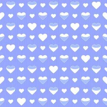 Seamless pattern cute white hearts on a blue Stock Illustration