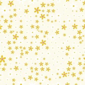 Seamless pattern with cute yellow and white flowers on a light background Stockillustratie