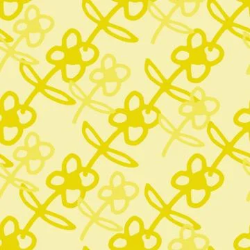 Seamless pattern with cute yellow flowers. Simple style. Abstract floral wall Illustrazione stock