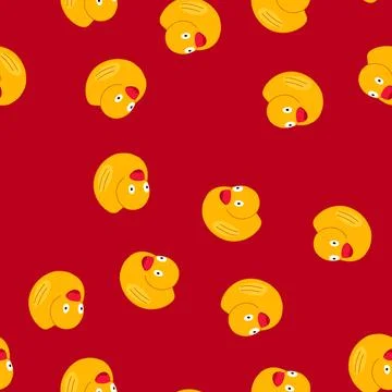 Seamless pattern cute yellow rubber duck simple bath toy Stockillustratie