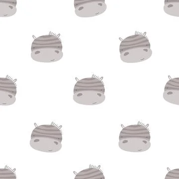 Seamless pattern with cute zebra. simple flat vector. Hand drawing for childr Stock Illustration