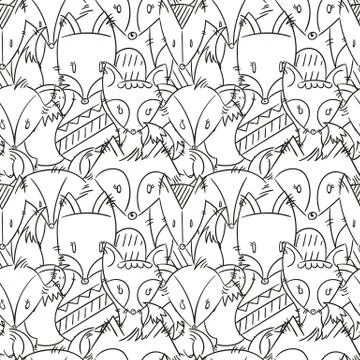 Seamless pattern with cutest scandinavian foxes. Animal vector ornament 스톡 일러스트
